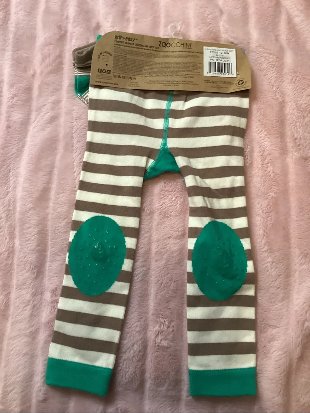 Teal & Brown Sloth Baby Leggings with Matching Socks